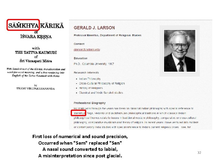 First loss of numerical and sound precision, Occurred when "Sam" replaced "San" A nasal