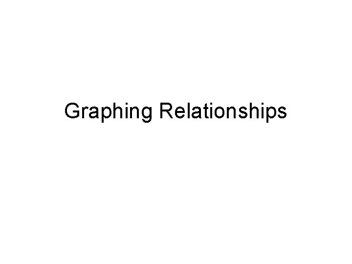 Graphing Relationships 