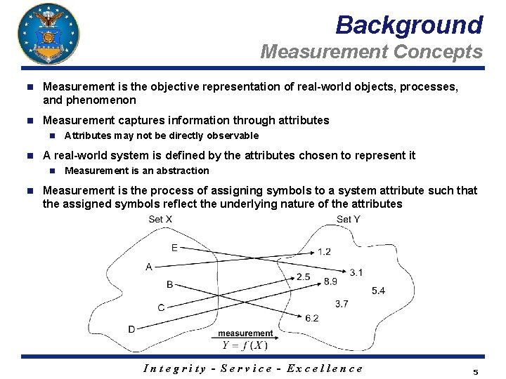 Background Measurement Concepts n Measurement is the objective representation of real-world objects, processes, and