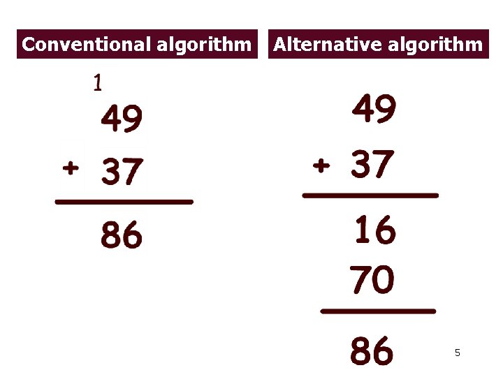 Alternative Algorithms Overview of Class 4 1 Continue work on
