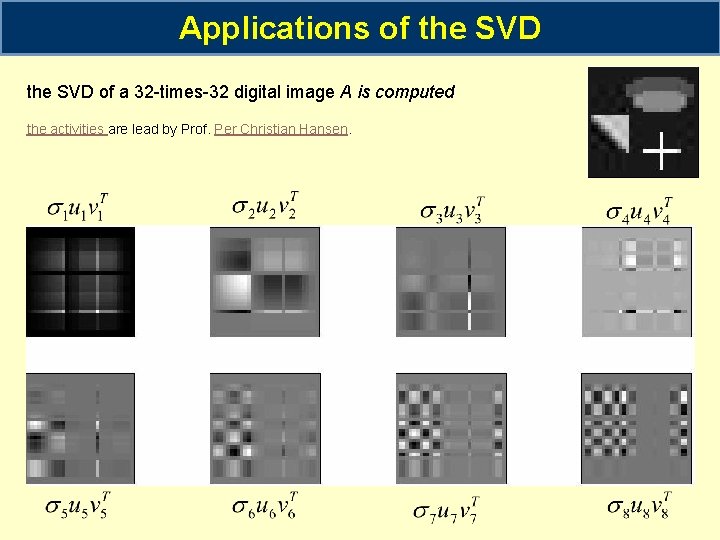Applications of the SVD of a 32 -times-32 digital image A is computed the