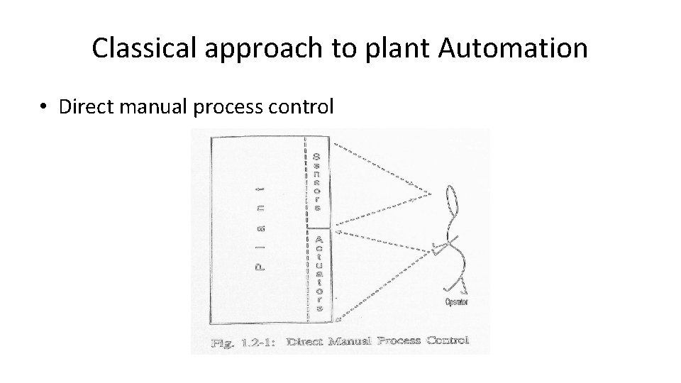 Classical approach to plant Automation • Direct manual process control 