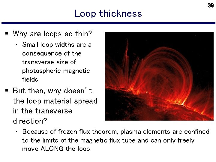 Loop thickness 39 § Why are loops so thin? • Small loop widths are