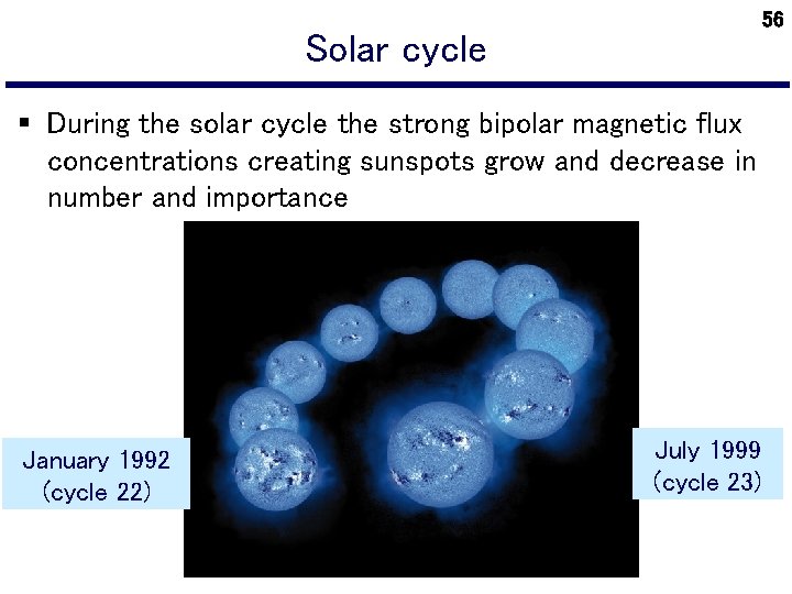 56 Solar cycle § During the solar cycle the strong bipolar magnetic flux concentrations