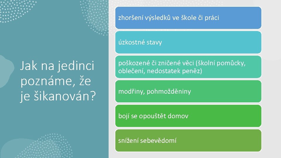 zhoršení výsledků ve škole či práci úzkostné stavy Jak na jedinci poznáme, že je