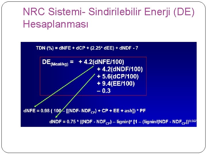 NRC Sistemi- Sindirilebilir Enerji (DE) Hesaplanması 