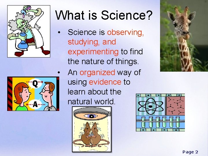 What is Science? • Science is observing, studying, and experimenting to find the nature