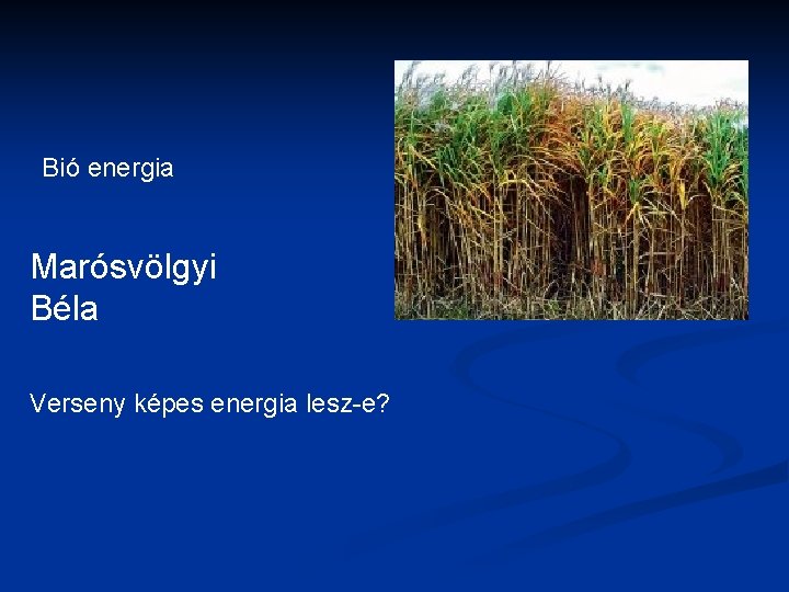 Bió energia Marósvölgyi Béla Verseny képes energia lesz-e? 