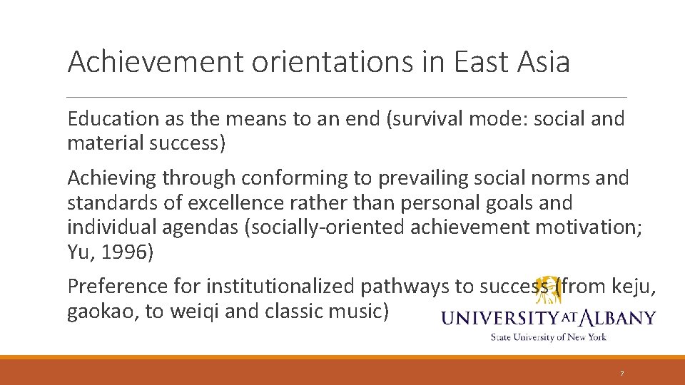 Achievement orientations in East Asia Education as the means to an end (survival mode: