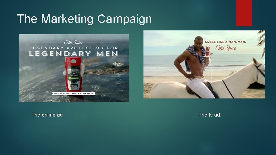 The Marketing Campaign The online ad The tv ad. 