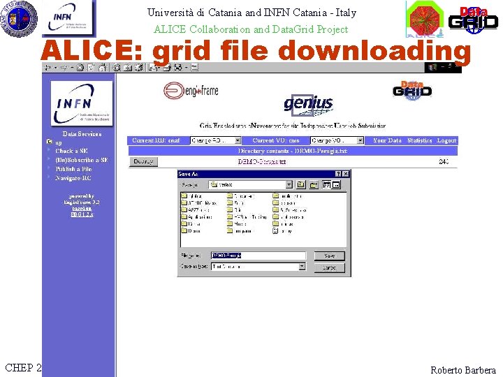 Università di Catania and INFN Catania - Italy ALICE Collaboration and Data. Grid Project