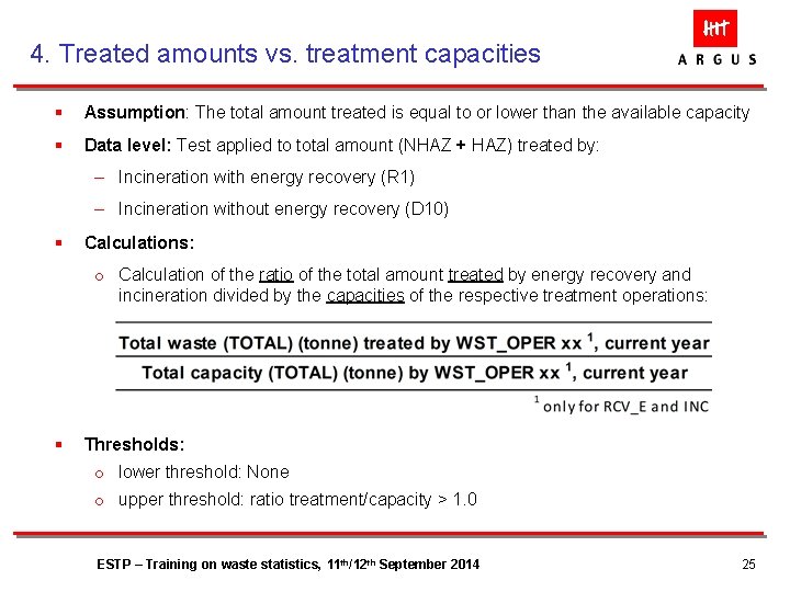 4. Treated amounts vs. treatment capacities § Assumption: The total amount treated is equal