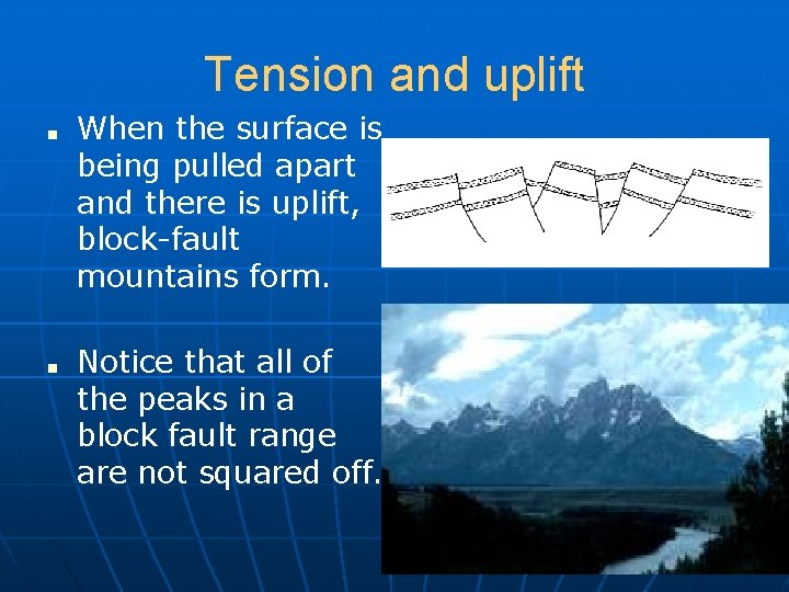 Tension and uplift ■ ■ When the surface is being pulled apart and there