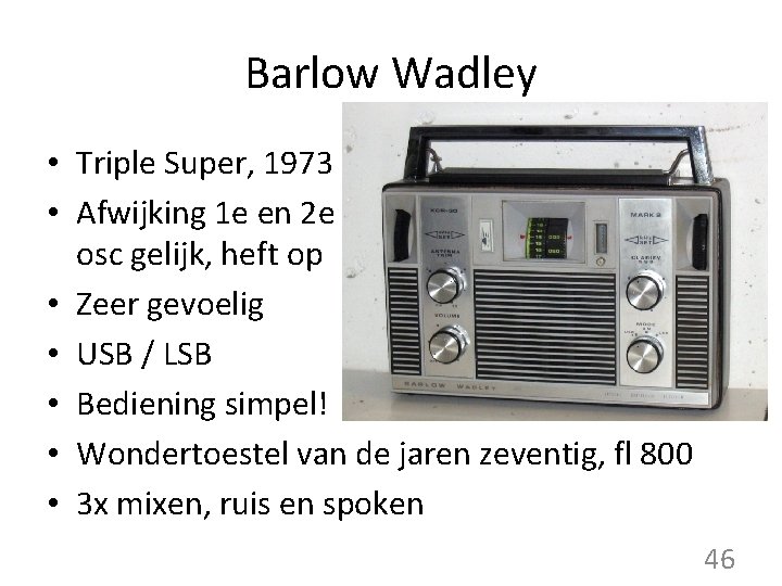 Barlow Wadley • Triple Super, 1973 • Afwijking 1 e en 2 e osc