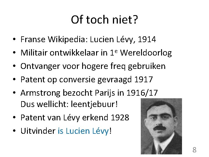 Of toch niet? Franse Wikipedia: Lucien Lévy, 1914 Militair ontwikkelaar in 1 e Wereldoorlog