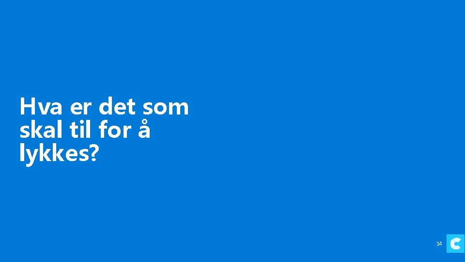 Hva er det som skal til for å lykkes? 14 