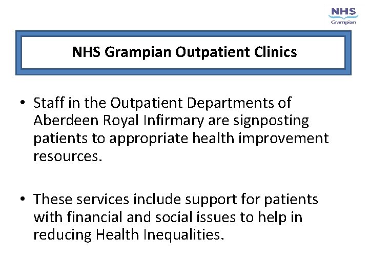 NHS Grampian Outpatient Clinics • Staff in the Outpatient Departments of Aberdeen Royal Infirmary