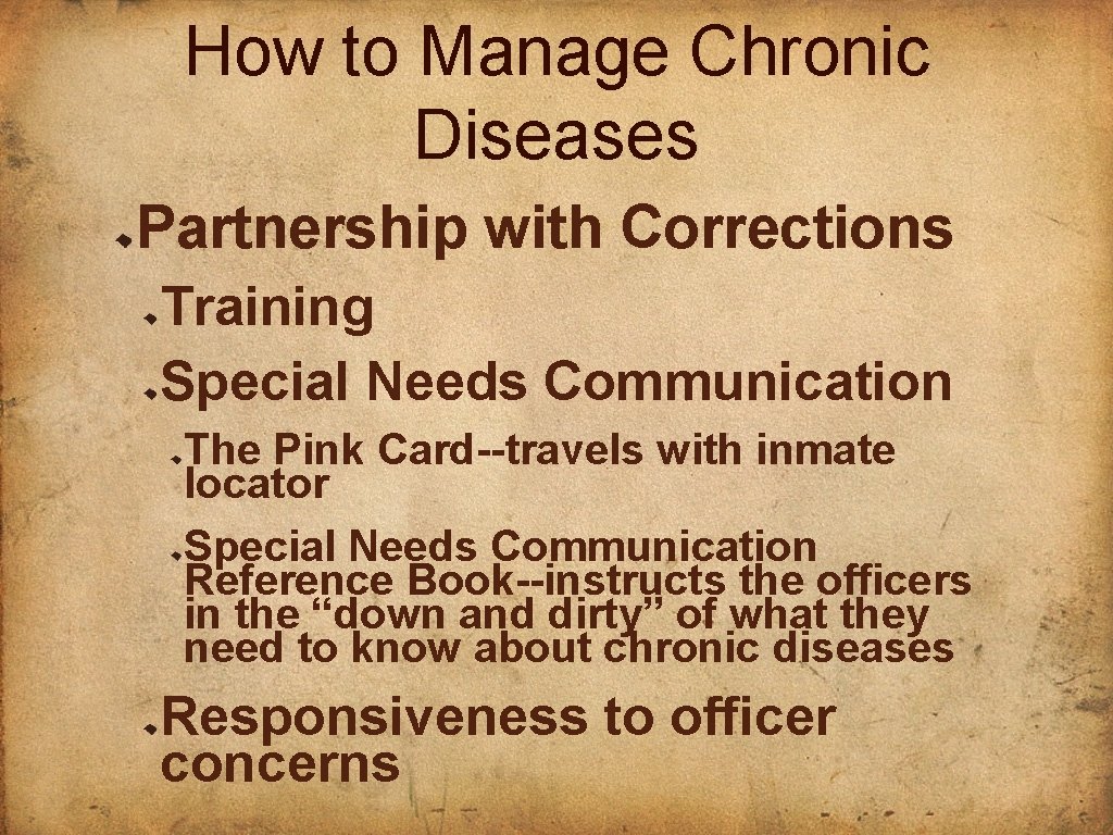 How to Manage Chronic Diseases Partnership with Corrections Training Special Needs Communication The Pink