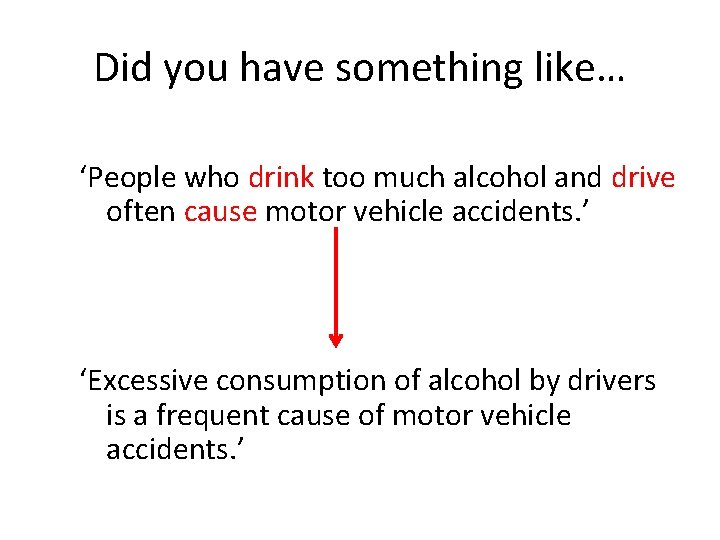 Did you have something like… ‘People who drink too much alcohol and drive often