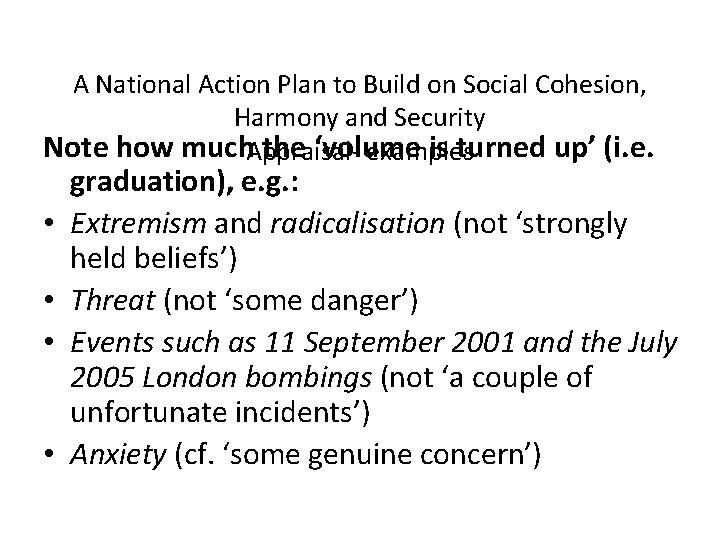 A National Action Plan to Build on Social Cohesion, Harmony and Security Note how