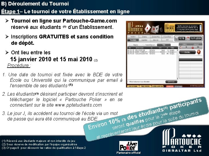 B) Déroulement du Tournoi Étape 1– Le tournoi de votre Établissement en ligne Ø