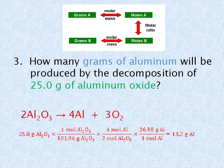 3. How many grams of aluminum will be produced by the decomposition of 25.