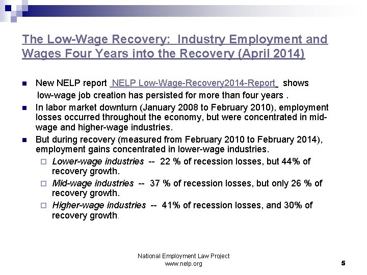 The Low-Wage Recovery: Industry Employment and Wages Four Years into the Recovery (April 2014)