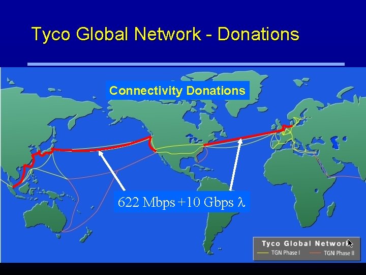 Tyco Global Network - Donations Connectivity Donations 622 Mbps +10 Gbps 