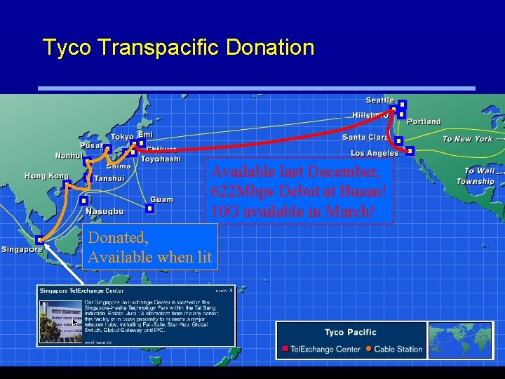 Tyco Transpacific Donation Available last December, 622 Mbps Debut at Busan! 10 G available