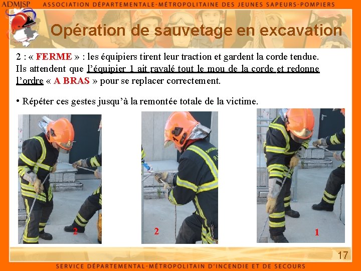 Opération de sauvetage en excavation 2 : « FERME » : les équipiers tirent