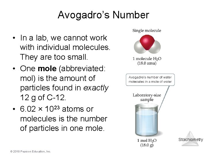 Avogadro’s Number • In a lab, we cannot work with individual molecules. They are Avogadro’s Number • In a lab, we cannot work with individual molecules. They are