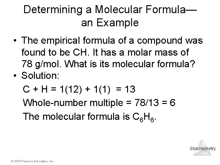 Determining a Molecular Formula— an Example • The empirical formula of a compound was Determining a Molecular Formula— an Example • The empirical formula of a compound was