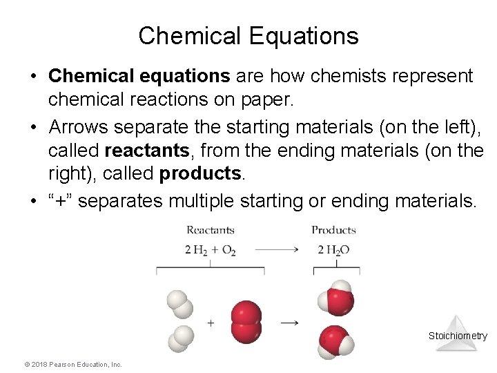 Chemical Equations • Chemical equations are how chemists represent chemical reactions on paper. • Chemical Equations • Chemical equations are how chemists represent chemical reactions on paper. •