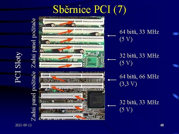Zadní panel počítače PCI Sloty Sběrnice PCI (7) 2021 -09 -12 64 bitů, 33