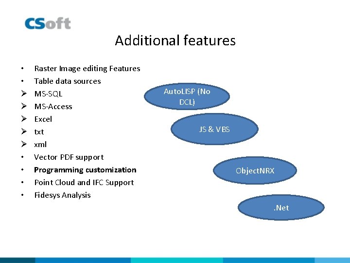 Additional features • • Ø Ø Ø • • Raster Image editing Features Table