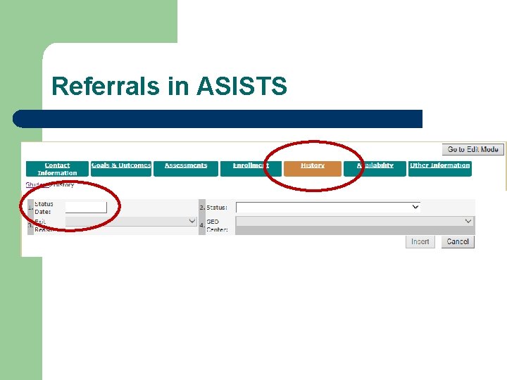 Referrals in ASISTS 