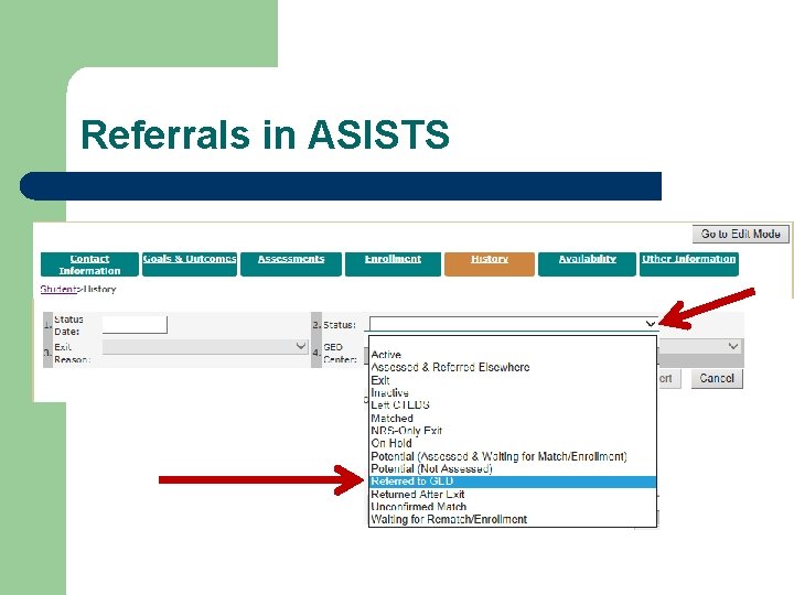 Referrals in ASISTS 