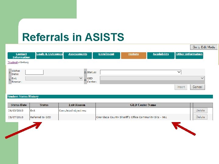 Referrals in ASISTS 