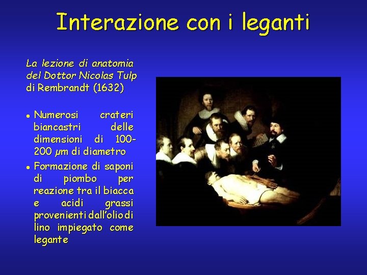 Interazione con i leganti La lezione di anatomia del Dottor Nicolas Tulp di Rembrandt