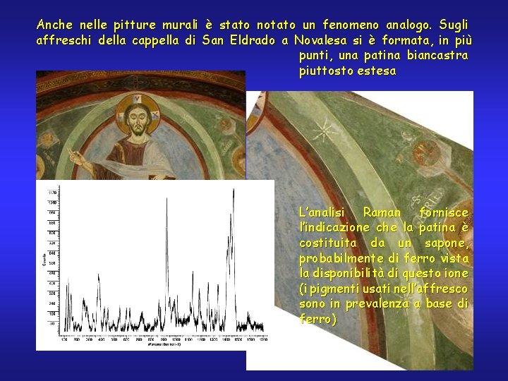 Anche nelle pitture murali è stato notato un fenomeno analogo. Sugli affreschi della cappella