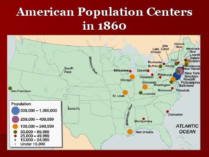 American Population Centers in 1860 