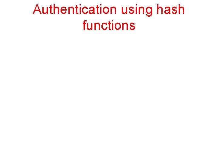 Authentication using hash functions 