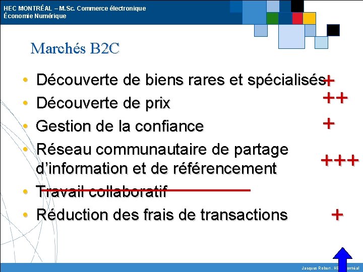 HEC MONTRÉAL – M. Sc. Commerce électronique Économie Numérique Marchés B 2 C Découverte