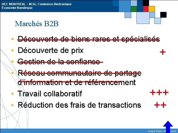 HEC MONTRÉAL – M. Sc. Commerce électronique Économie Numérique Marchés B 2 B •