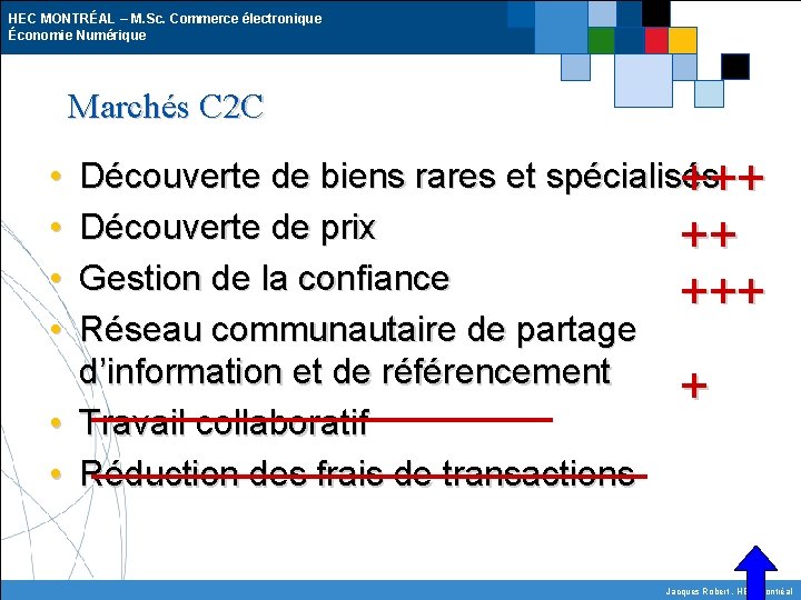 HEC MONTRÉAL – M. Sc. Commerce électronique Économie Numérique Marchés C 2 C Découverte