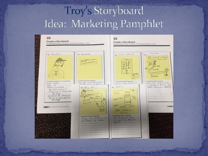 Troy’s Storyboard Idea: Marketing Pamphlet 