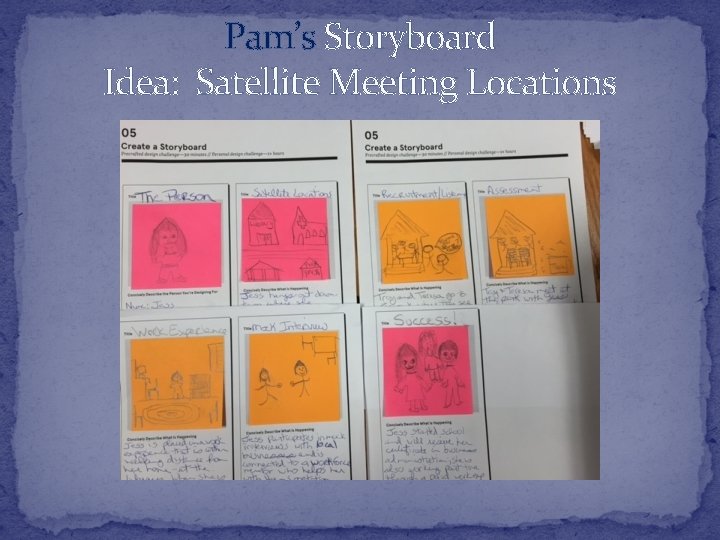 Pam’s Storyboard Idea: Satellite Meeting Locations 