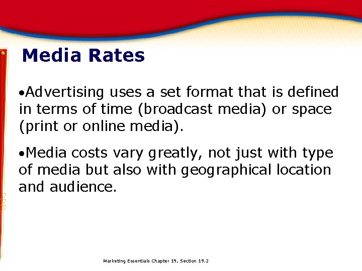 Media Rates Advertising uses a set format that is defined in terms of time