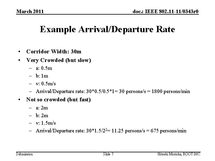 March 2011 doc. : IEEE 802. 11 -11/0343 r 0 Example Arrival/Departure Rate •