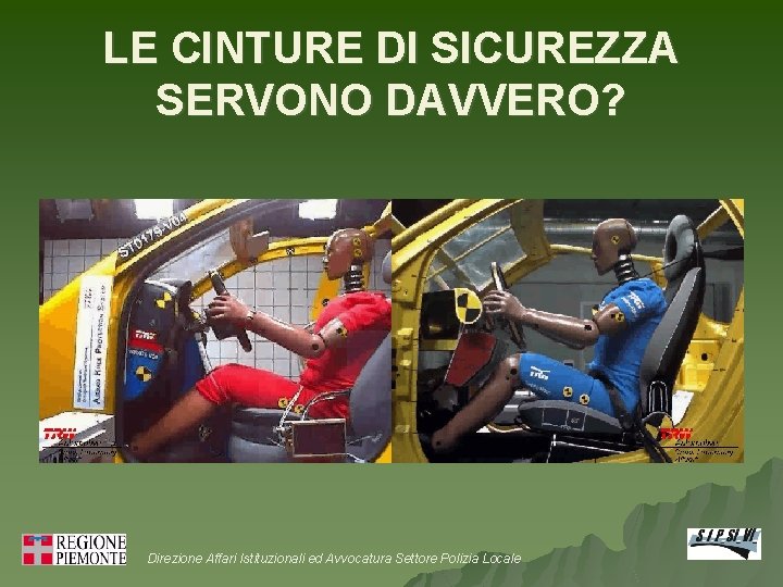 LE CINTURE DI SICUREZZA SERVONO DAVVERO? Direzione Affari Istituzionali ed Avvocatura Settore Polizia Locale